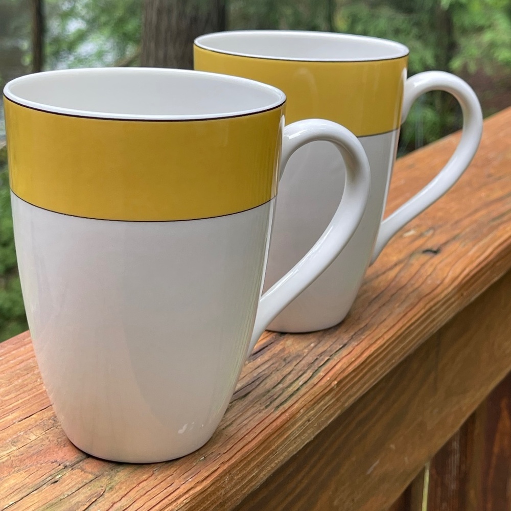 LENOX Kate Spade Rutherford Circle Yellow Mug Set of 2